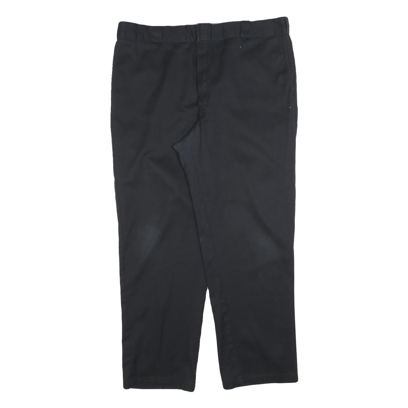 DICKIES Mens Cotton Blend Black Regular Straight Trousers W42 L32 Workwear Zip