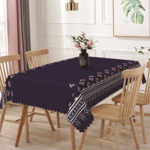 Dark Blue Rhombus Lines Simple Rectangle Tablecloth - 52x70 Inch