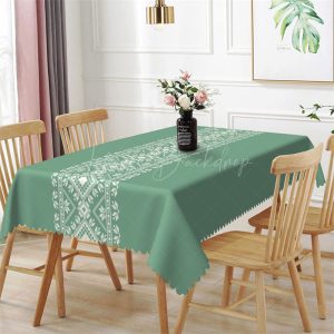 Dark Green Traditional Pattern Dining Tablecloth - 52x70 Inch