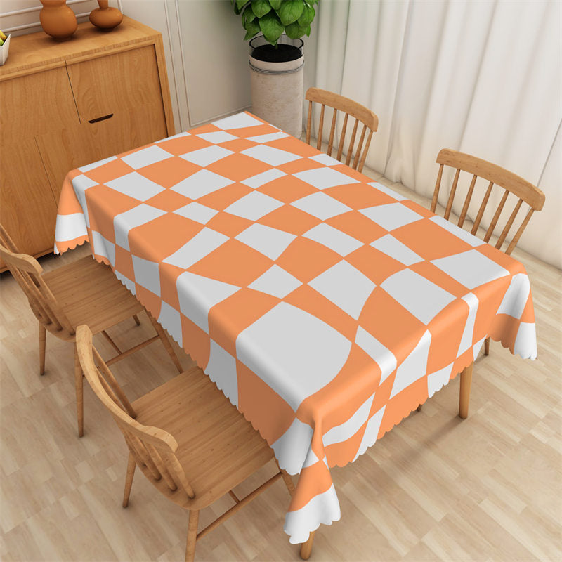 Deformed Yellow White Plaid Rectangle Tablecloth - 52x70 Inch