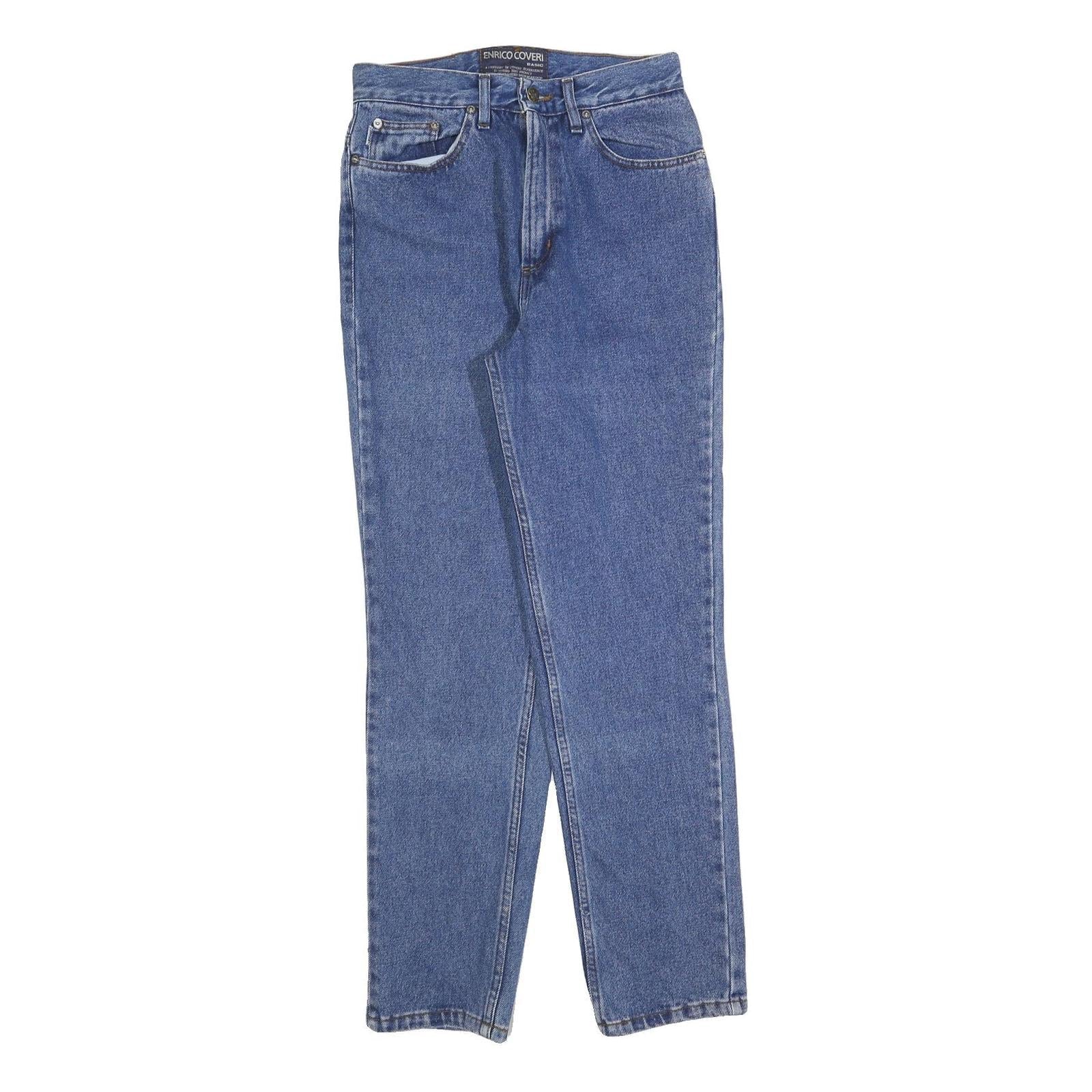 ENRICO COVERI Womens Regular Blue Denim Stone Wash W28 L30 Cotton Blend Zip
