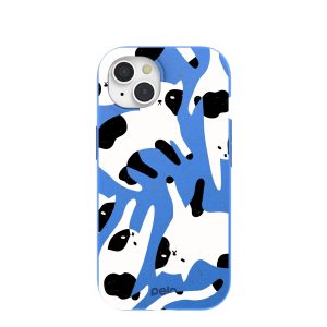 Electric Blue Cat Cow iPhone 15 Case