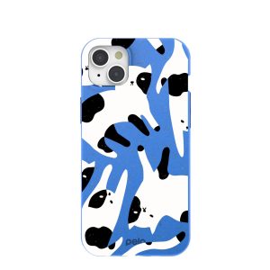Electric Blue Cat Cow iPhone 15 Plus Case