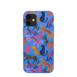 Electric Blue Jungle Cat iPhone 12 Mini Case