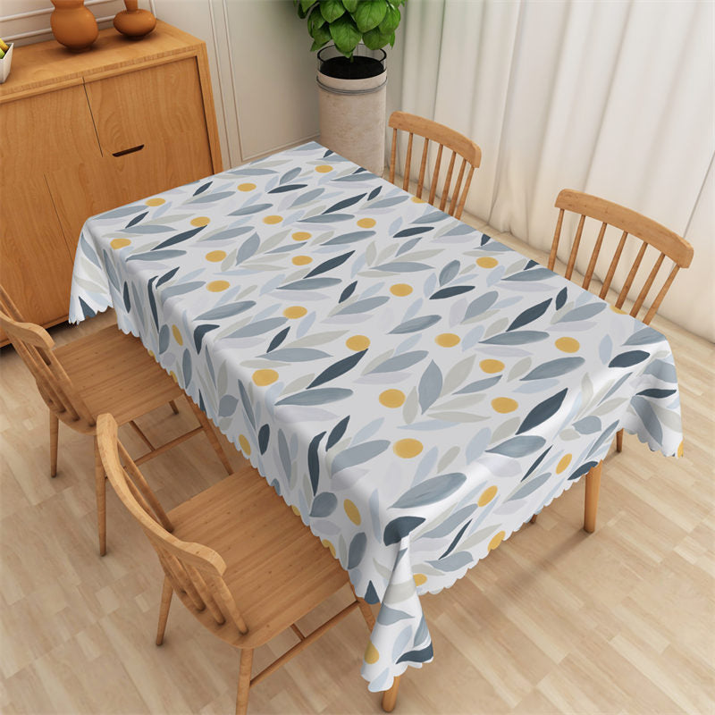 Elegant Grey Plants Pattern Home Kitchen Tablecloth - 52x70 Inch