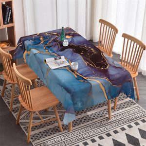 Gradient Purple Blue Marble Rectangle Tablecloth - 52x70 Inch