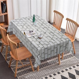 Grey Brick Pattern Decorative Rectangle Tablecloth - 52x70 Inch