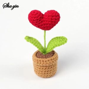 Handwoven Heart Flower Pocket Hug Doll Positive Card Desktop Gift Ornament