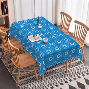 Jellyfish Rings Blue Tablecloth For Kitchen Decor - 52x70 Inch