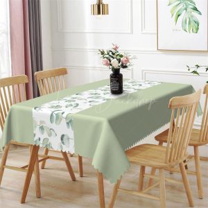 Light Green Plant Leaves Spring Rectangle Tablecloth - 52x70 Inch