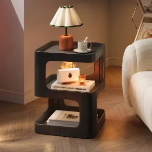 Light Luxury Wrought Iron Coffee Table, Simple Modern Bedside Side Table, Space-Saving Multi-Functional Home Storage