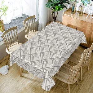 Lofaris Modern Beige Embossed Pattern Rectangle Tablecloth - 52x70 Inch