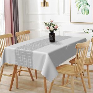 Modern Grey Checkered Lines Rectangle Tablecloth - 52x70 Inch