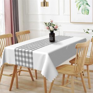 Modern Simple Gray Checkered Rectangle Tablecloth - 52x70 Inch