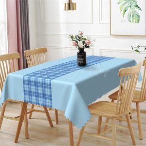 Modern Splicing Blue Checkered Rectangle Tablecloth - 52x70 Inch