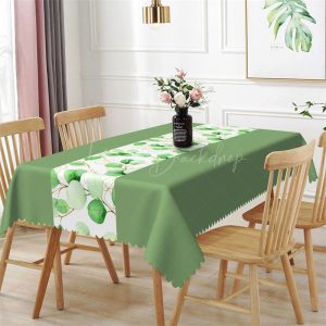 Morandi Green Leaves Branch Spring Dining Tablecloth - 52x70 Inch