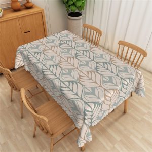 Neatly Arranged Leaves Pattern Rectangle Tablecloth - 52x70 Inch