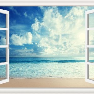 OceanView 3D Window Wall Sticker Beach Scene Vinyl Decor