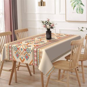 Orange Pattern Ethnic Design Rectangle Tablecloth - 52x70 Inch