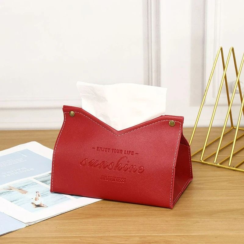 PU Leather V-Shaped Napkin & Tissue Storage Box