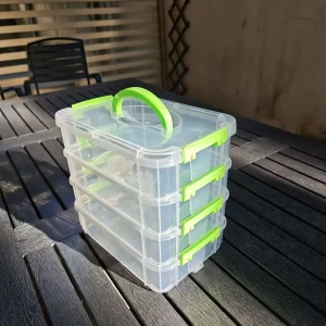 Portable 4-layer Transparent Plastic Storage Box, Drawer Organizer for Building Blocks