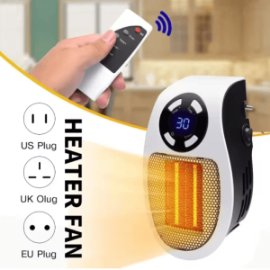 Portable Plug-In Electric Heater - 500W Mini Room Heater with Remote Control