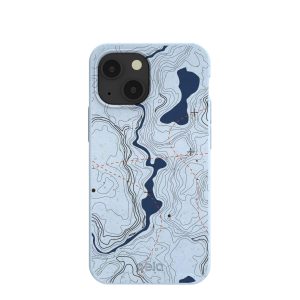 Powder Blue Contour Lines iPhone 13 Mini Case