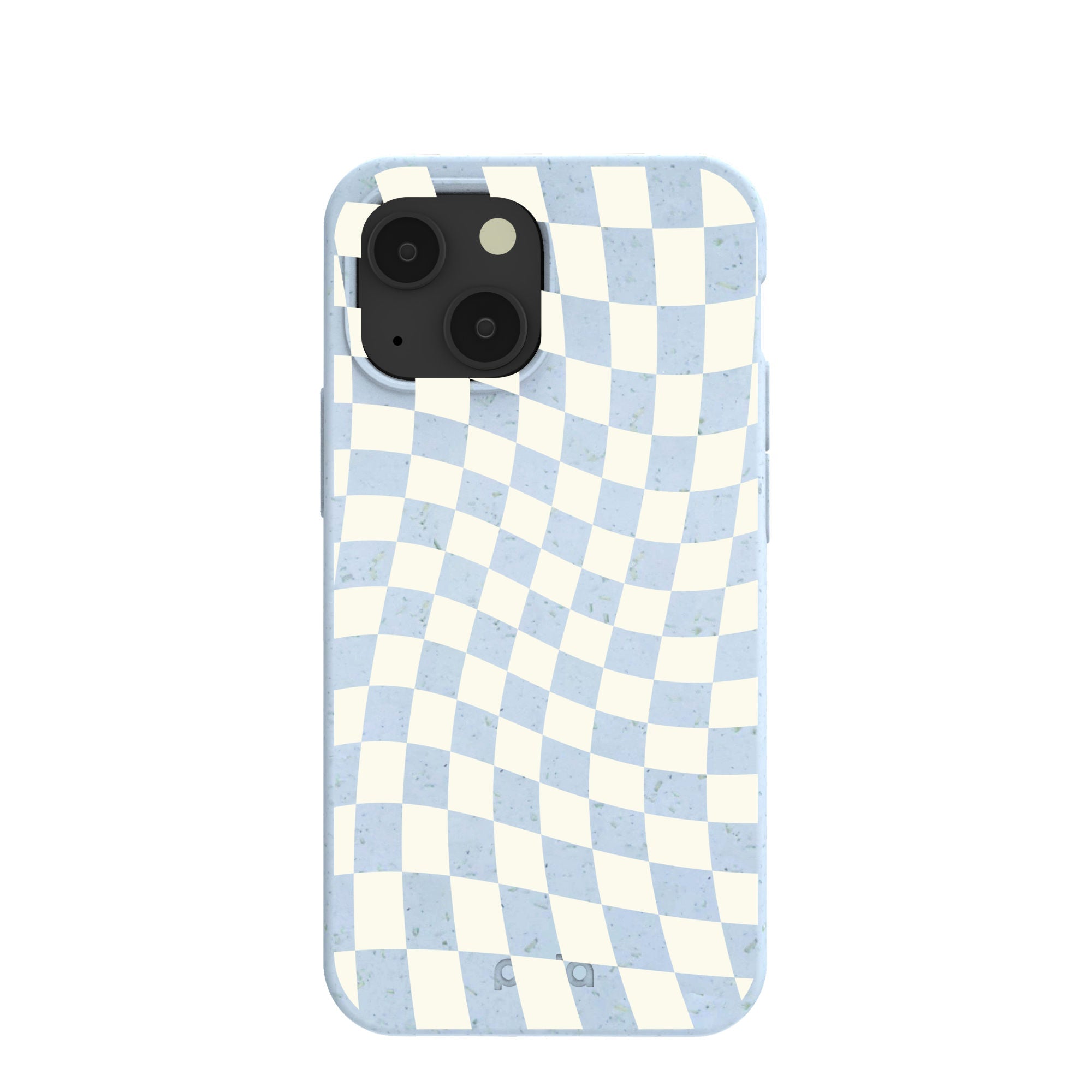 Powder Blue Warped Checkers iPhone 13 Mini Case