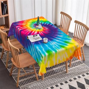 Rainbow Color Abstract Tablecloth For Kitchen Decor - 52x70 Inch