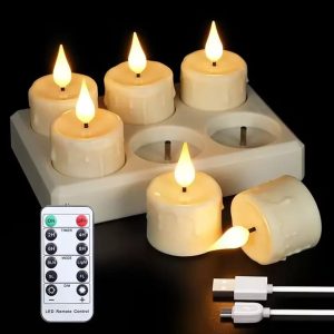 Rechargeable LED Candles Remote Control Flameless Candle Set Room Decor