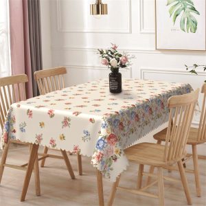 Red And Blue Floral Rustic Rectangle Tablecloth - 52x70 Inch