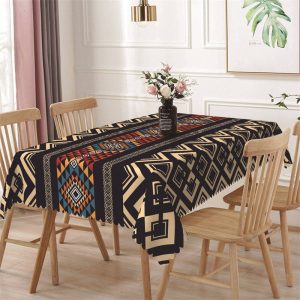 Red Gold Ethnic Pattern Design Rectangle Tablecloth - 52x70 Inch