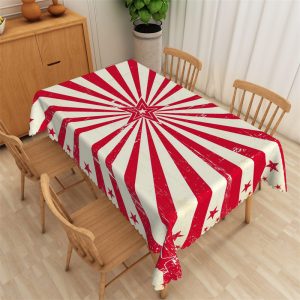 Red Star Stripes Distressed Rectangle Tablecloth - 52x70 Inch