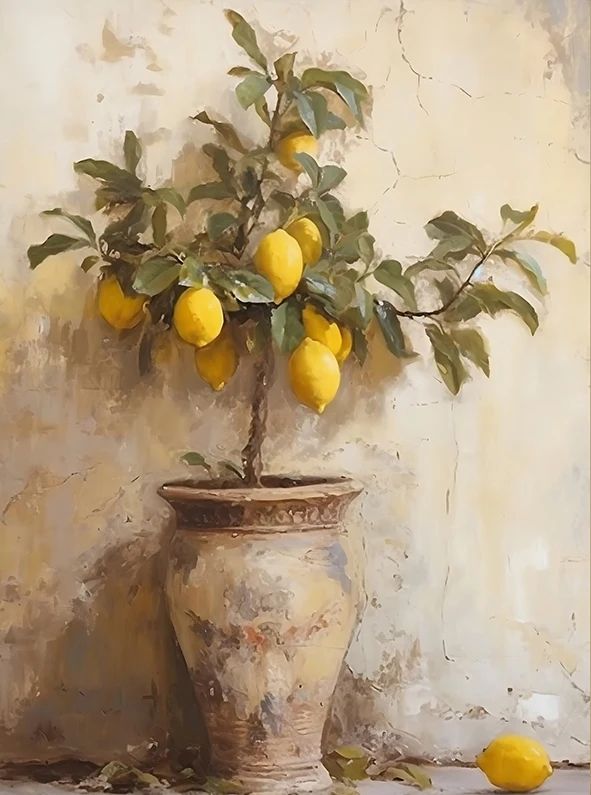 Retro Lemon Canvas Wall Art Decor