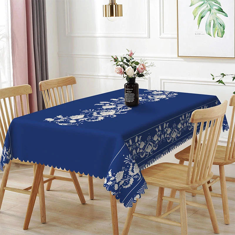 Royal Blue Patterns Classic Rectangle Tablecloth - 52x70 Inch