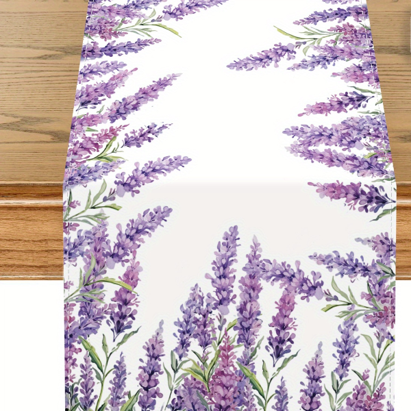 Rustic Lavender Floral Table Runner for Dining & Party Decor