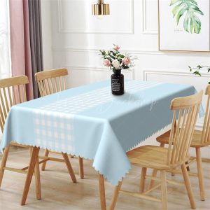Simple Blue White Checkered Rectangle Tablecloth - 52x70 Inch