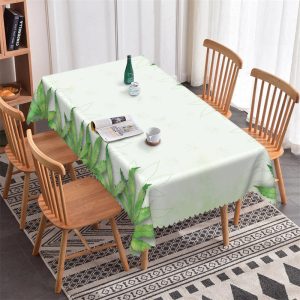Simple Green Leaves Pattern Rectangle Tablecloth - 52x70 Inch