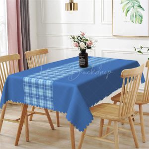 Splicing Dark Blue Checkered Rectangle Tablecloth - 52x70 Inch