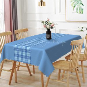 Splicing Retro Blue Checkered Rectangle Tablecloth - 52x70 Inch