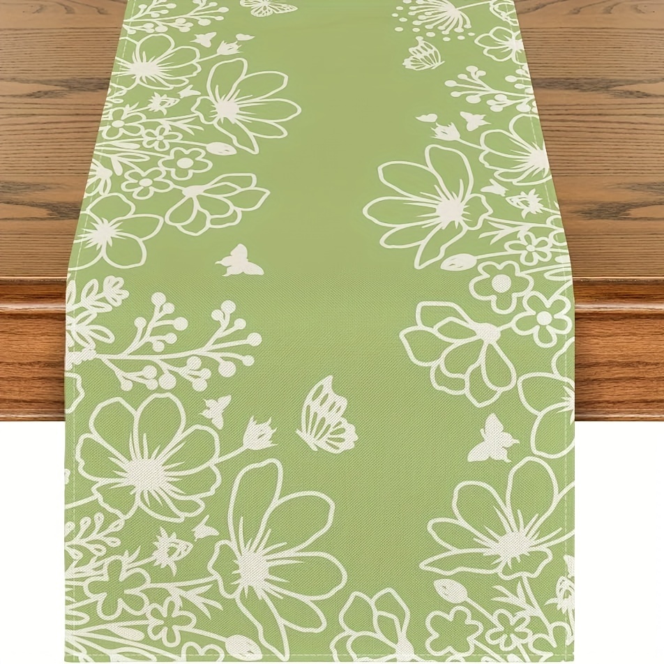 Spring Floral Butterfly Table Runner Table Runner Decor for Dining & Holiday