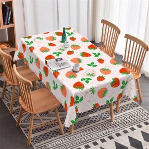 Strawberry Light Pink Pattern Rectangle Tablecloth - 52x70 Inch