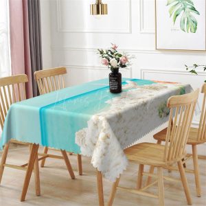 Summer Beach Ocean Pattern Blue Rectangle Tablecloth - 52x70 Inch