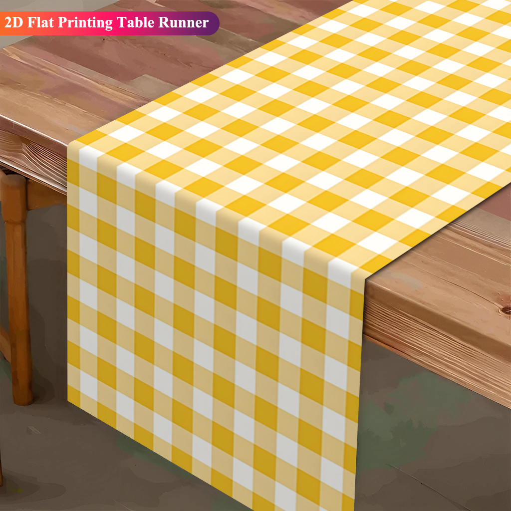 Sunny Yellow Gingham Table Runner for Kitchen & Dining Room Decor