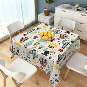 Trendy Botanical Cactus Patterns Square Tablecloth - 52x70 Inch