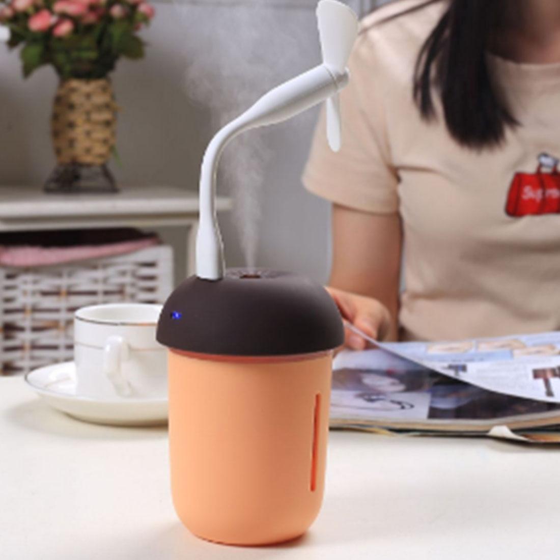 USB Cool Mist Mushroom Humidifier Aromatherapy Diffuser with Night Light & Fan