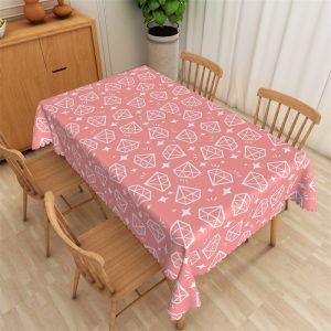 White Diamond Line Pattern Pink Rectangle Tablecloth - 52x70 Inch