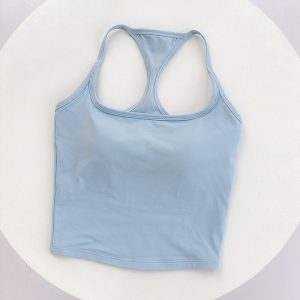 Women's Color Block Backless Yoga Tank Top with Built In Support