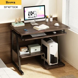 Writing Table with Stand Keyboard Tray, Small Computer Desk for Small Spaces, Monitor Storage for Home Office