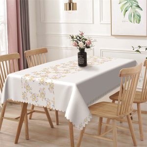 Yellow And Pink Floral Rustic Rectangle Tablecloth - 52x70 Inch